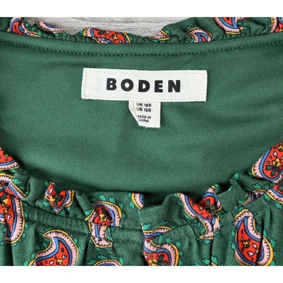 Boden Paisley Jersey Maxi Dress Size 12 Green Long Sleeve - Picture 3 of 8